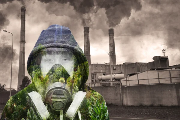 Concept of nature against industrial pollution — Stock Photo, Image