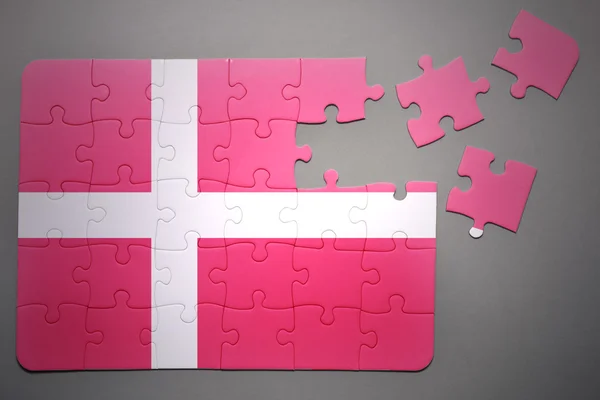 Danimarka ulusal bayrak ile bulmaca — Stok fotoğraf