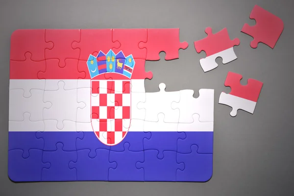 Puzzle avec le drapeau national de la croatie — Photo