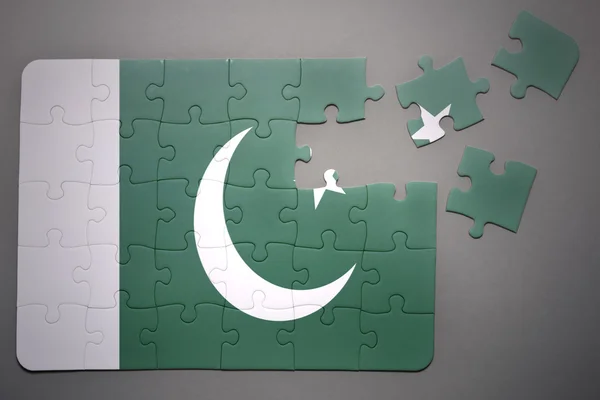 Puzzle avec le drapeau national du pakistan — Photo