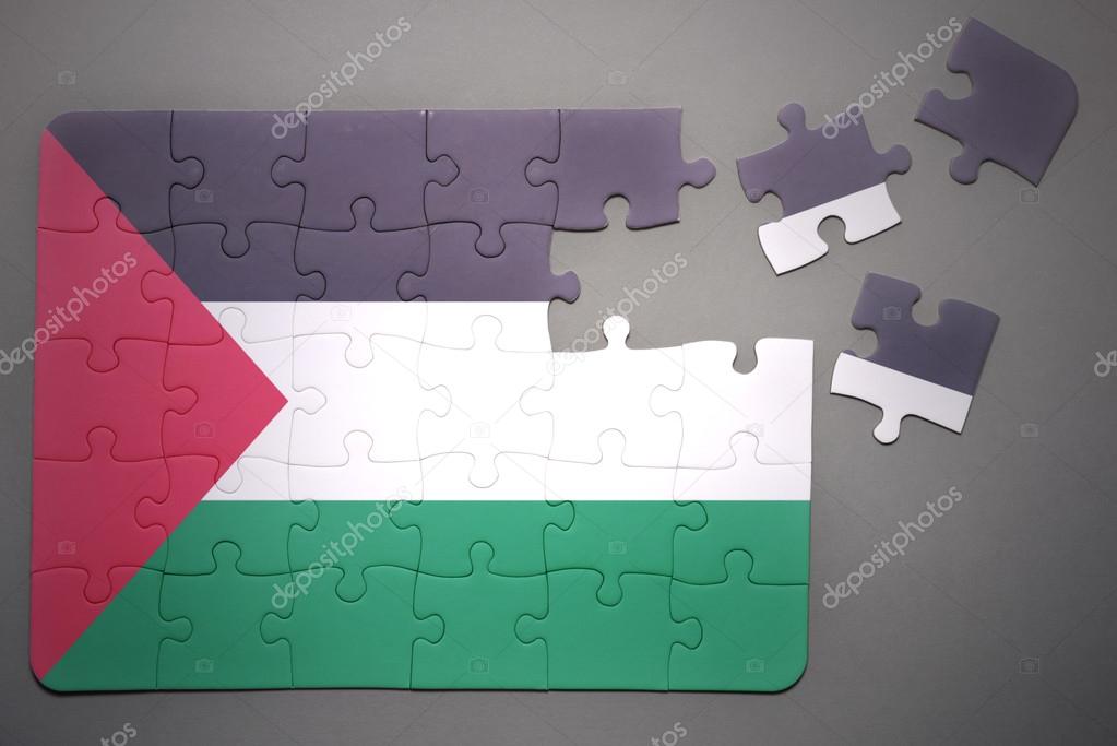 puzzle with the national flag of palestine