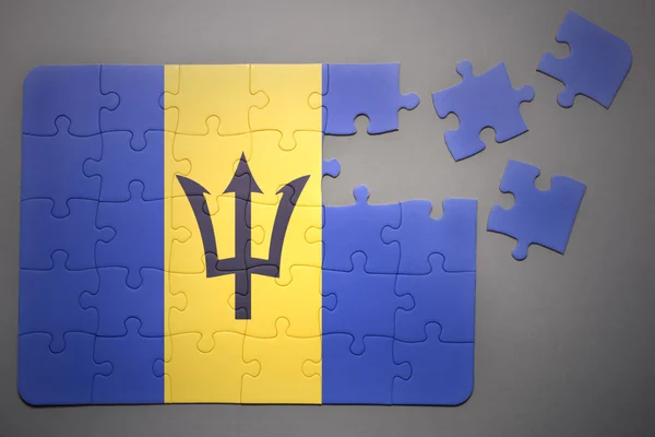 Puzzle s národní vlajkou Barbadosu — Stock fotografie