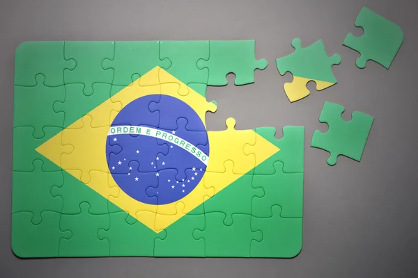 브라질의 국기와 함께 퍼즐 — 스톡 사진