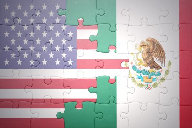 Amerika Birleşik Devletleri ve Meksika ulusal bayrakları ile bulmaca