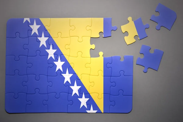 Puzzle z flagi narodowej z Bośni — Zdjęcie stockowe