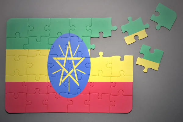 Puzzle z flagi narodowej z Etiopii — Zdjęcie stockowe
