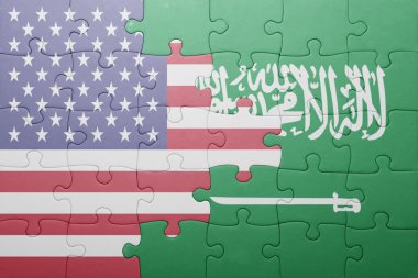 Amerika Birleşik Devletleri ve Suudi Arabistan ulusal bayrak ile bulmaca