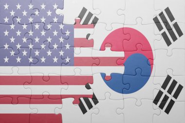 Amerika Birleşik Devletleri ve Güney Kore ulusal bayrak ile bulmaca