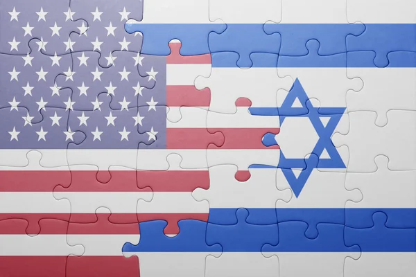 Παζλ με την εθνική σημαία των Ηνωμένων Πολιτειών της Αμερικής και Ισραήλ — Φωτογραφία Αρχείου