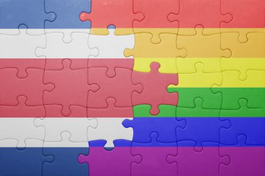 Kosta Rika bayrağı ve eşcinsel bayrağı ile bulmaca