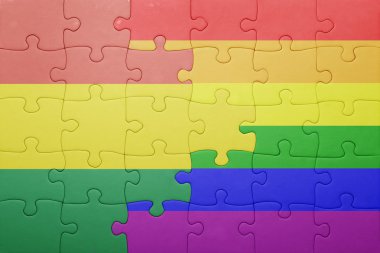 Bolivya'nın ulusal bayrak ve eşcinsel bayrağı ile bulmaca