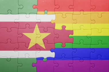 Surinam ulusal bayrak ve eşcinsel bayrağı ile bulmaca