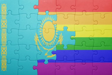 Kazakistan bayrağı ve eşcinsel bayrağı ile bulmaca