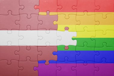 Letonya ulusal bayrak ve eşcinsel bayrağı ile bulmaca