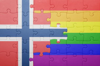 Norveç bayrağı ve eşcinsel bayrağı ile bulmaca