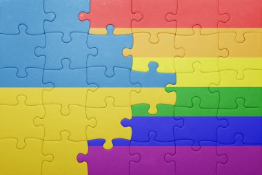 Ukrayna ulusal bayrak ve eşcinsel bayrağı ile bulmaca