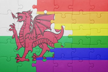 Galler Ulusal bayrak ve eşcinsel bayrağı ile bulmaca