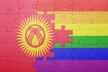 Kırgızistan bayrağı ve eşcinsel bayrağı ile bulmaca