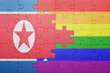 Kuzey Kore bayrağı ve eşcinsel bayrağı ile bulmaca