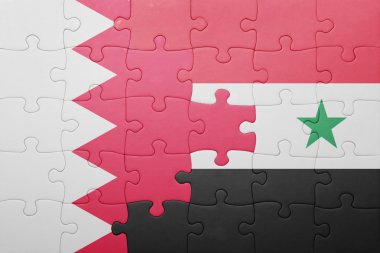 puzzle with the national flag of syria and bahrain