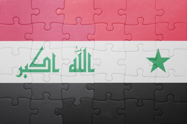 puzzle with the national flag of syria and iraq