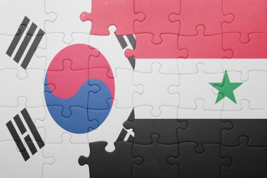 Suriye ve Güney Kore ulusal bayrak ile bulmaca