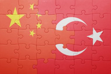 Türkiye ve Çin Ulusal bayrak ile bulmaca 