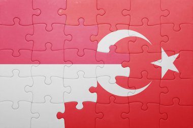 Türkiye ve Endonezya ulusal bayrak ile bulmaca 