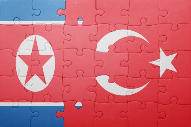 Türkiye ve Kuzey Kore ulusal bayrak ile bulmaca 