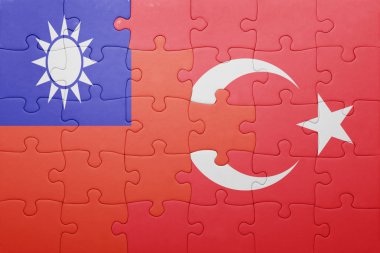 Türkiye ve Tayvan ulusal bayrak ile bulmaca 