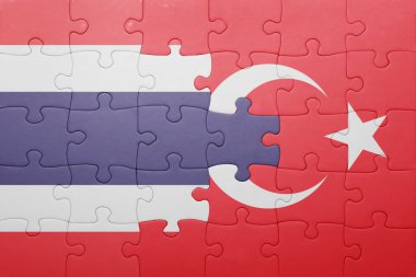 Türkiye ve Tayland ulusal bayrak ile bulmaca 