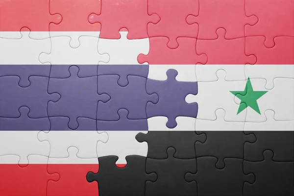 Puzzel met de nationale vlag van Syrië en thailand — Stockfoto