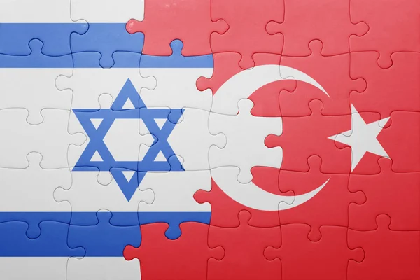 Pussel med den nationella flaggan i Turkiet och israel — Stockfoto