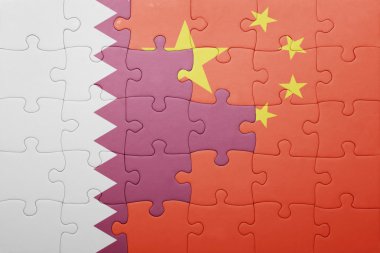 Çin ve Katar ulusal bayrak ile bulmaca