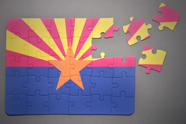 Puzzle mit der Flagge des Bundesstaates Arizona — Stockfoto