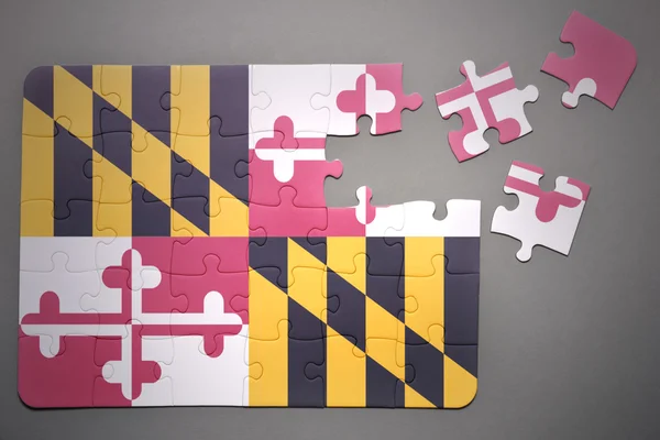 Puzzle avec le drapeau de l'état maryland — Photo