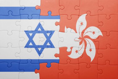 puzzle with the national flag of hong kong and israel 