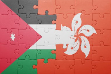 puzzle with the national flag of hong kong and jordan 