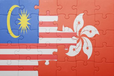 puzzle with the national flag of hong kong and malaysia 