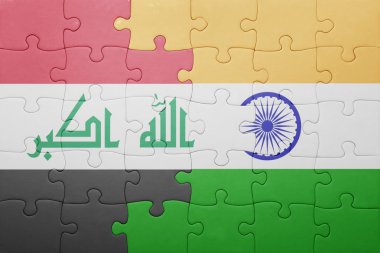 puzzle with the national flag of india and  iraq