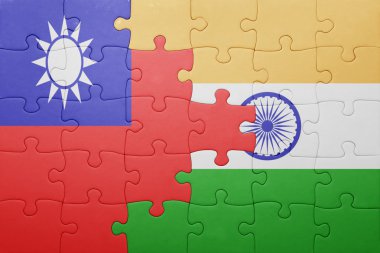 Hindistan ve Tayvan ulusal bayrak ile bulmaca 