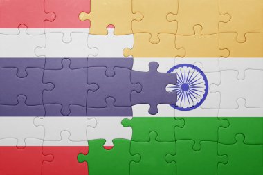 puzzle with the national flag of india and  thailand