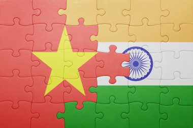 Hindistan ve vietnam ulusal bayrak ile bulmaca 