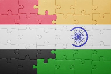 Hindistan ve yemen ulusal bayrak ile bulmaca 