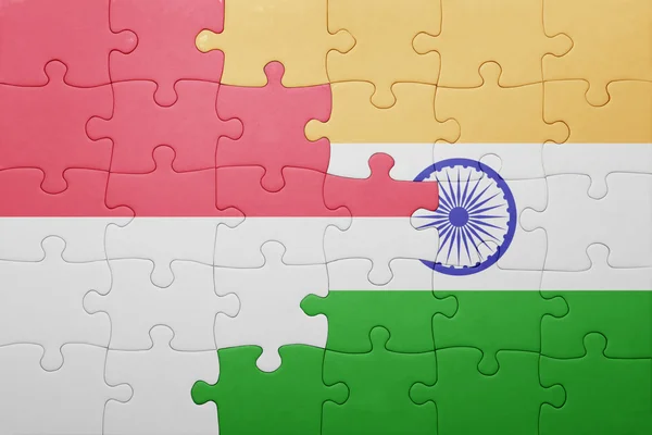 Puzzle with the national flag of india and indonesia — Stock Photo, Image