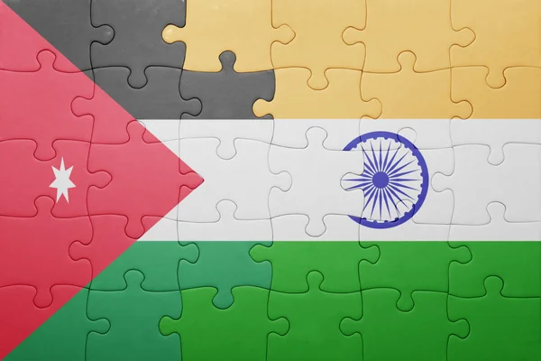 Puzzle with the national flag of india and jordan — Stock Photo, Image