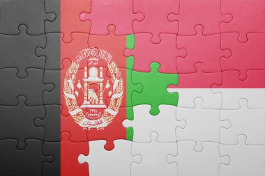puzzle with the national flag of indonesia and afghanistan