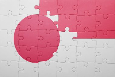 puzzle with the national flag of indonesia and japan