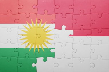 Endonezya ve Kürdistan ulusal bayrak ile bulmaca