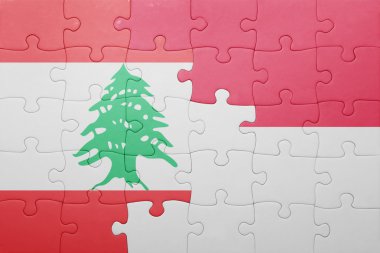 Endonezya ve Lübnan ulusal bayrak ile bulmaca